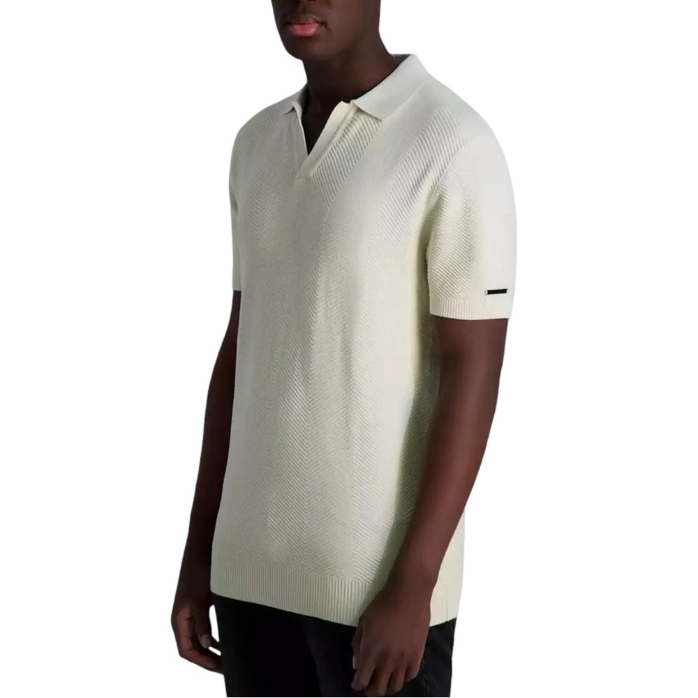 NWT Karl Lagerfeld Paris Textured Open Collar Polo - Picture 3 of 15